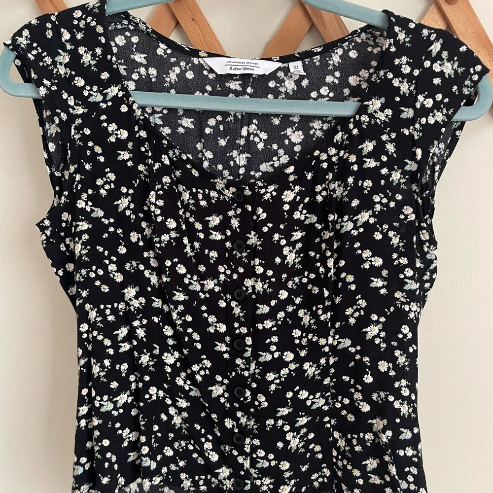 & Other Stories Floral Black Top